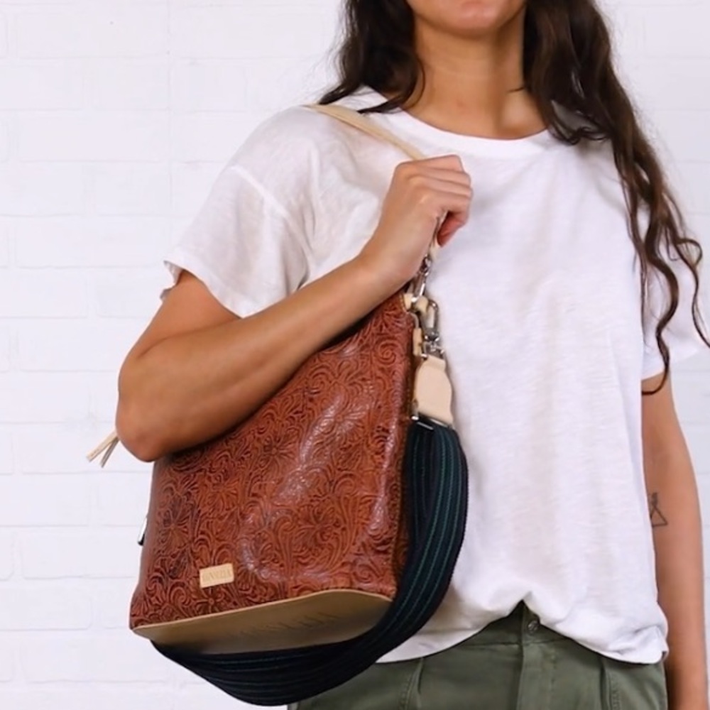 Consuela Sally Leather Tooled Hobo Bag - 2 Straps Included - Picture 16 of 16